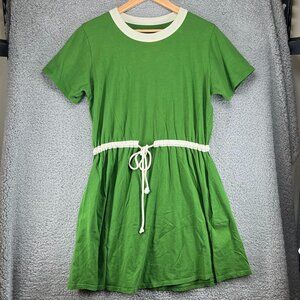 Big Bud Press Ringer T-shirt Dress with Pockets in Retro Green size XXS